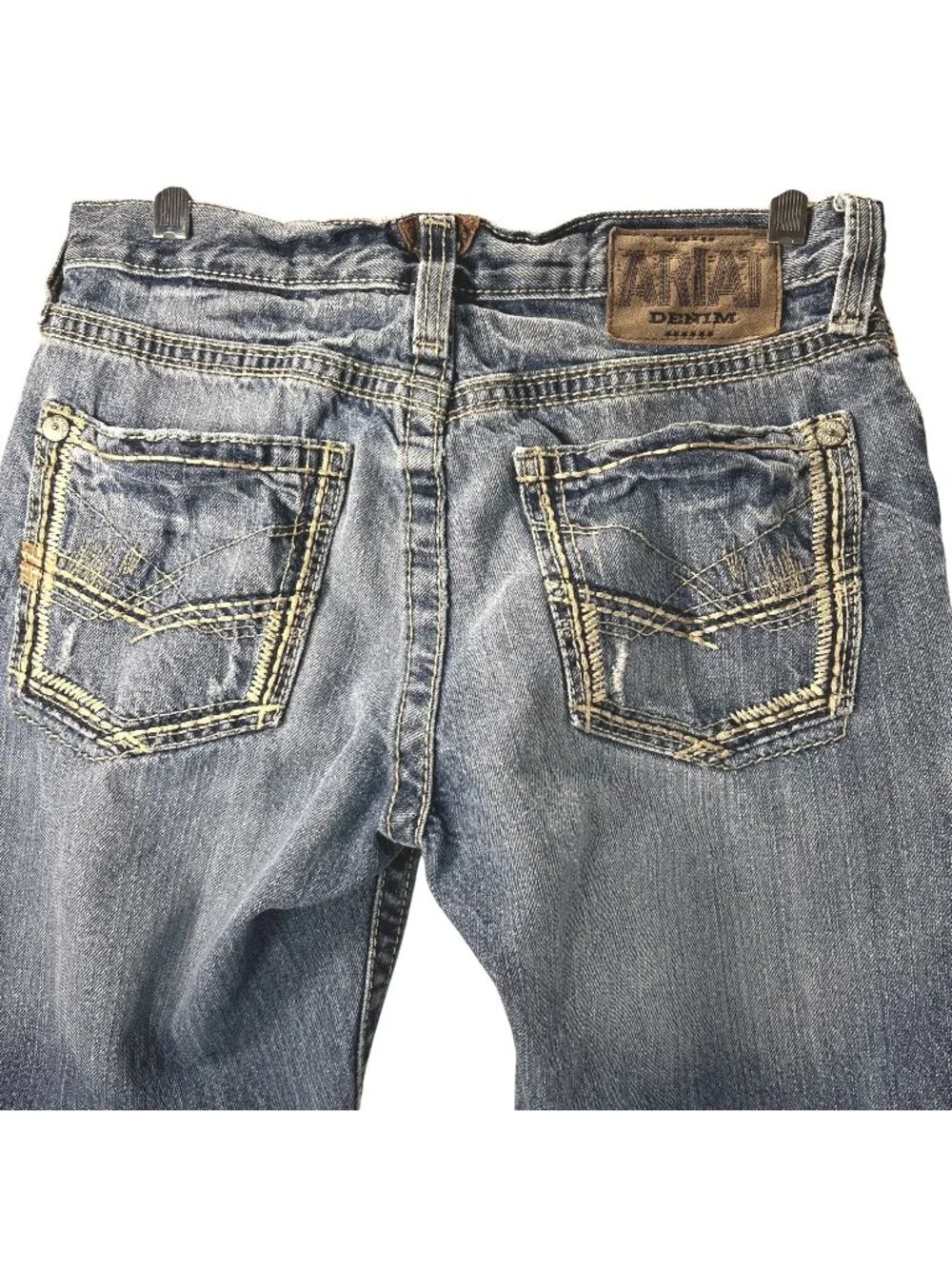 Ariat Mens Distressed Straight Denim Jeans 30/34 Stitching Embroidered Western - Picture 1 of 16